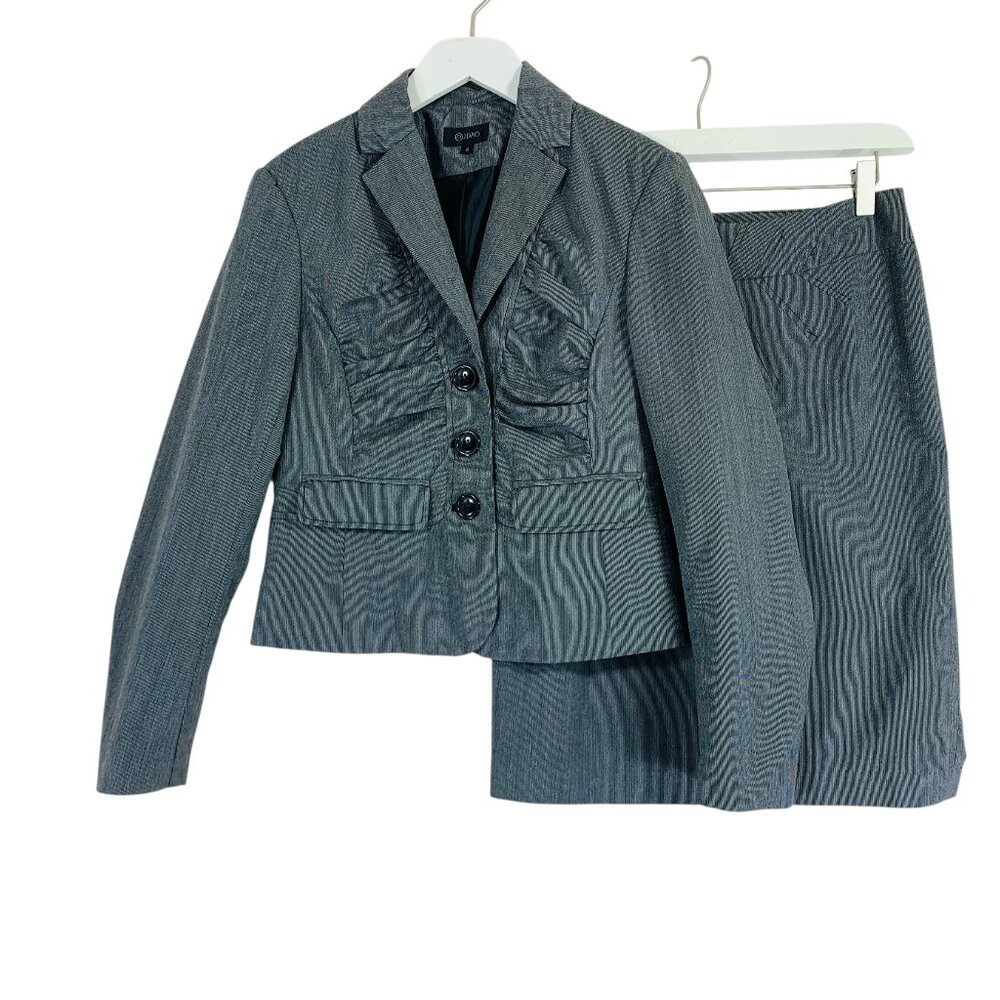 Idao Rayon Blend bundle set womens cropped blazer sz 9 & pencil skirt sz 7 grey